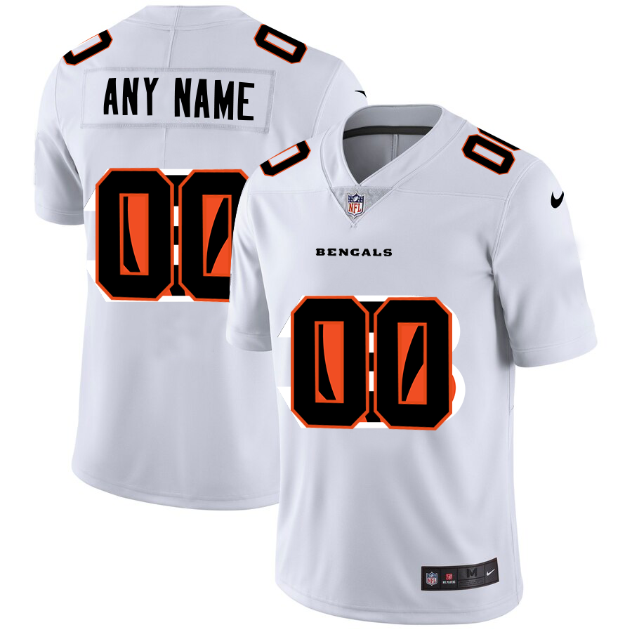 Wholesale Cincinnati Bengals Custom White Men Nike Team Logo Dual Overlap Limited NFL Jersey->customized nfl jersey->Custom Jersey